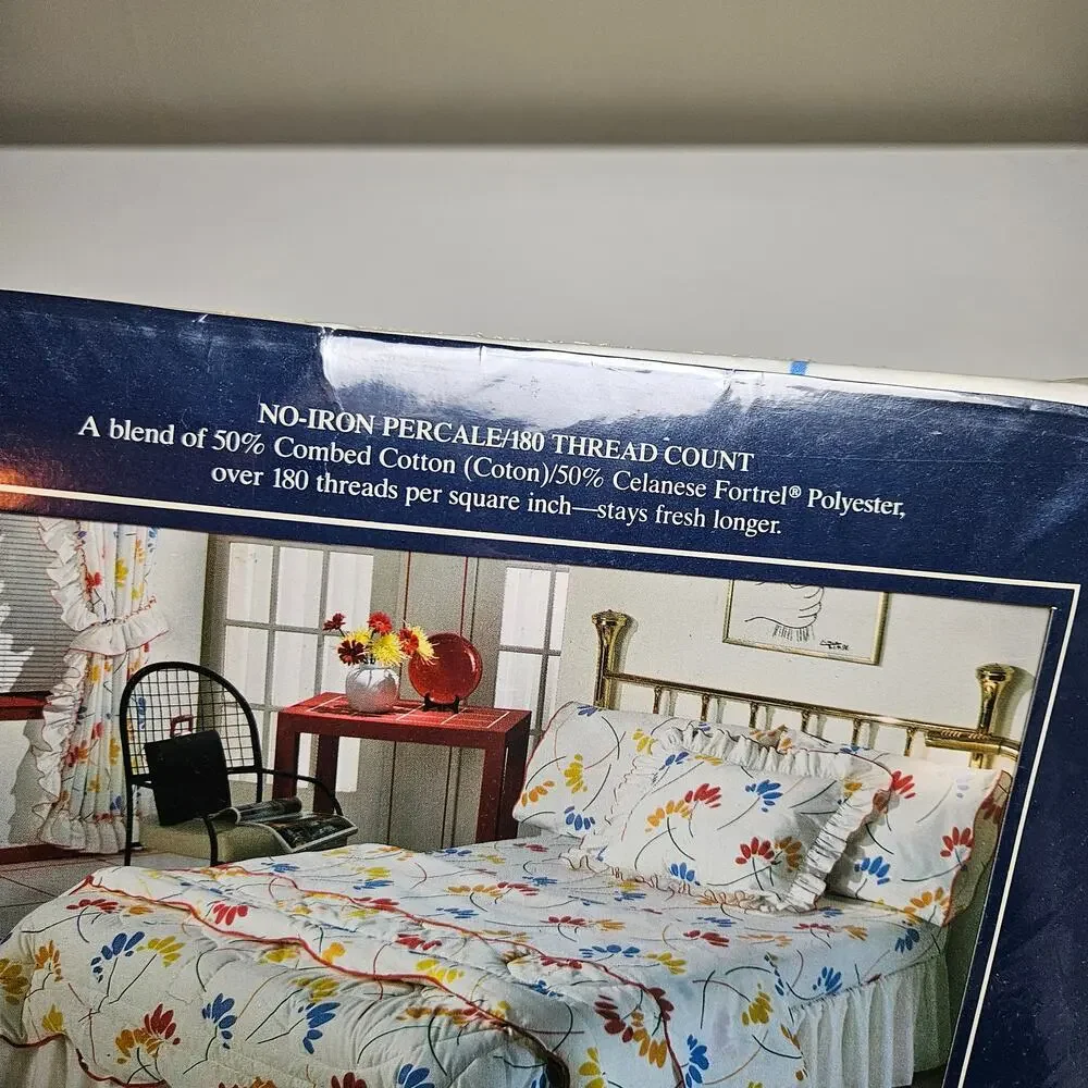 NEW Pacific Happy Flowers Percale Twin Flat Sheet‎ 180 Thread Count Vintage 90s